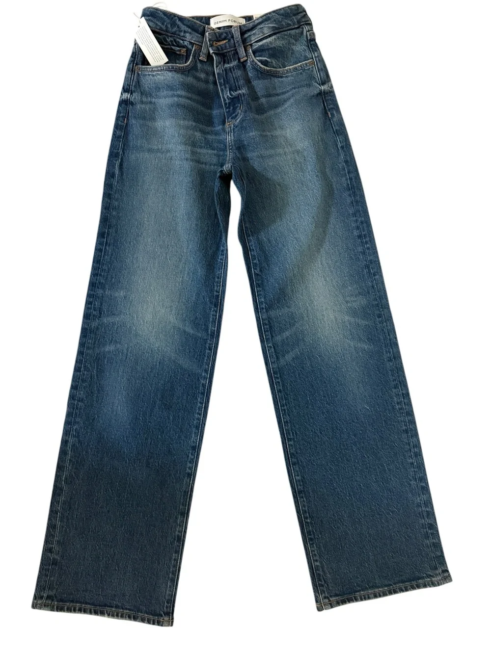 Denim Forum Women’s High-Rise Wide-Leg Jeans in Dark Blue